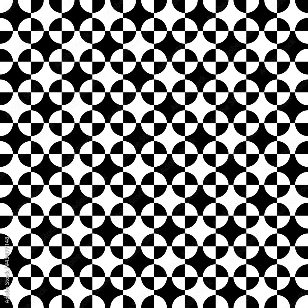 Circles and squares black and white color. Chackered shapes pattern. Vector. Circles and squares black and white color. Chackered shapes pattern. Vector.