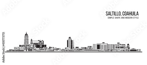 Cityscape Building Abstract Simple shape and modern style art Vector design - Saltillo city, Coahuila