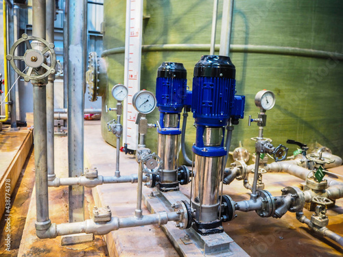 Pump and motor which popular to install with pipe in industrial such chemical, power plant, oil and gas.