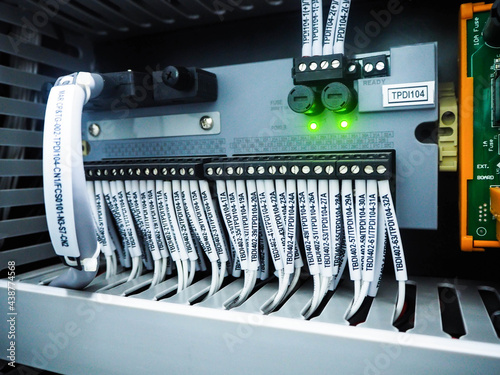 Wiring of control cable in control panel of DCS systems. photo