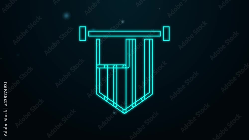 Glowing neon line American flag icon isolated on black background. Flag of USA. United States of America. 4K Video motion graphic animation