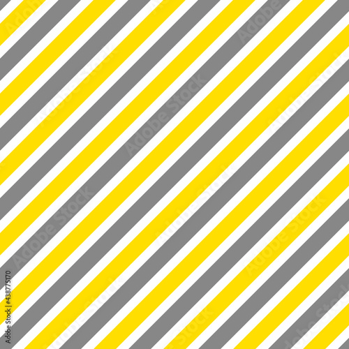 Illuminating yellow and ultimate gray seamless diagonal striped pattern, vector illustration. Seamless pattern with yellow and gray lines on white. Stripes geometric background