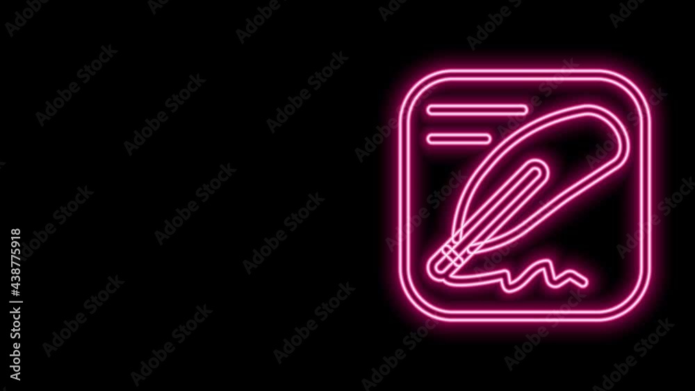 Glowing neon line Declaration of independence icon isolated on black background. 4K Video motion graphic animation Glowing neon line Declaration of independence icon isolated on black background. 4K Video motion graphic animation