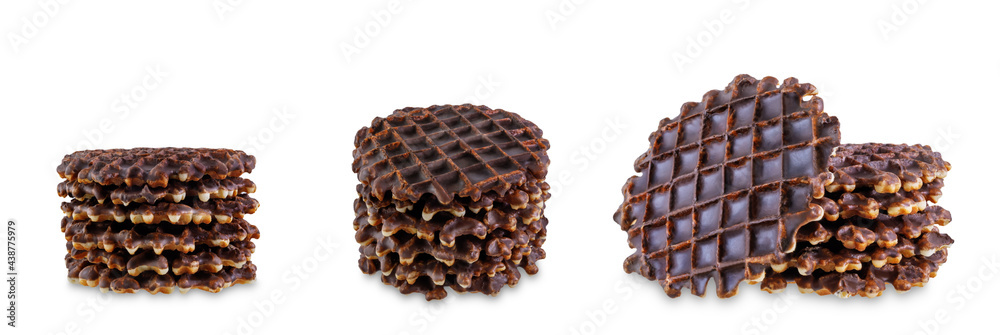 Chocolate waffles on a white isolated background Chocolate waffles on a white isolated background