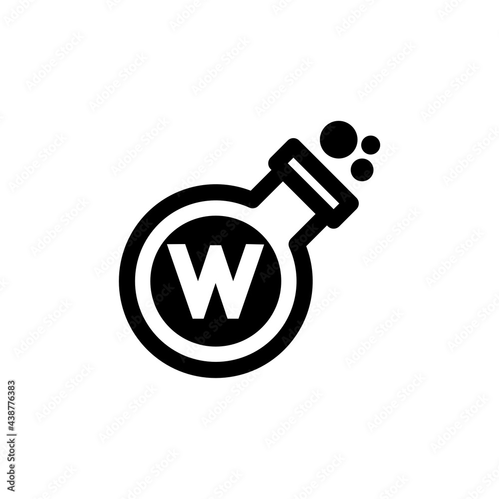 Obraz premium Vector Black Flask Logo Letter W