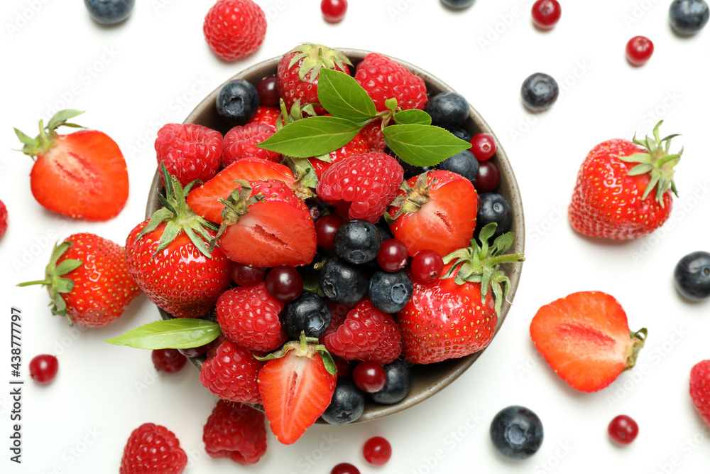 Delicious fresh berry mix on white background Delicious fresh berry mix on white background
