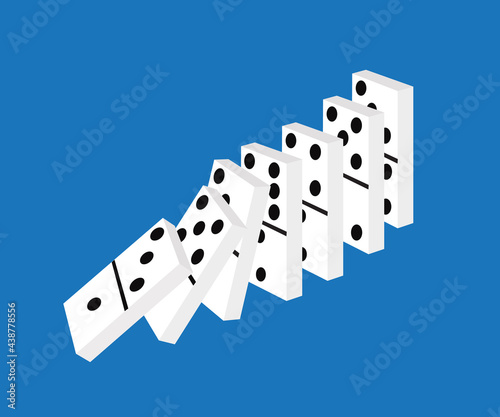 Domino bones on a blue background. Symbol. Vector illustration.