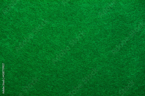 A close up of green felt material background. Textured fabric backdrop. Copy space