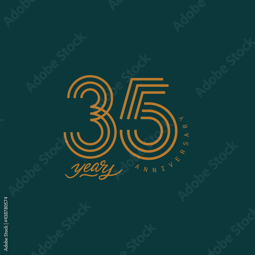 35 years anniversary pictogram vector icon, 35th year birthday logo label.