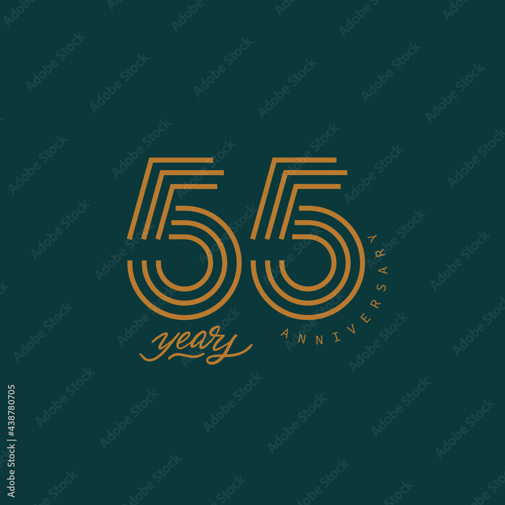 55 years anniversary pictogram vector icon, 55th year birthday logo label. 55 years anniversary pictogram vector icon, 55th year birthday logo label.