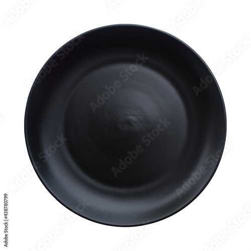 one empty circle black plate isolated on white