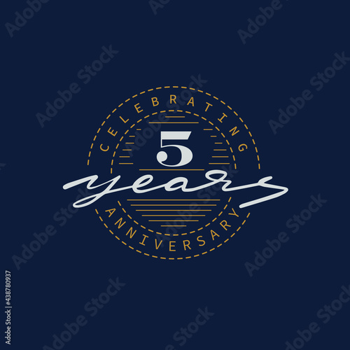 5 years anniversary pictogram vector icon, 5th year birthday logo label.