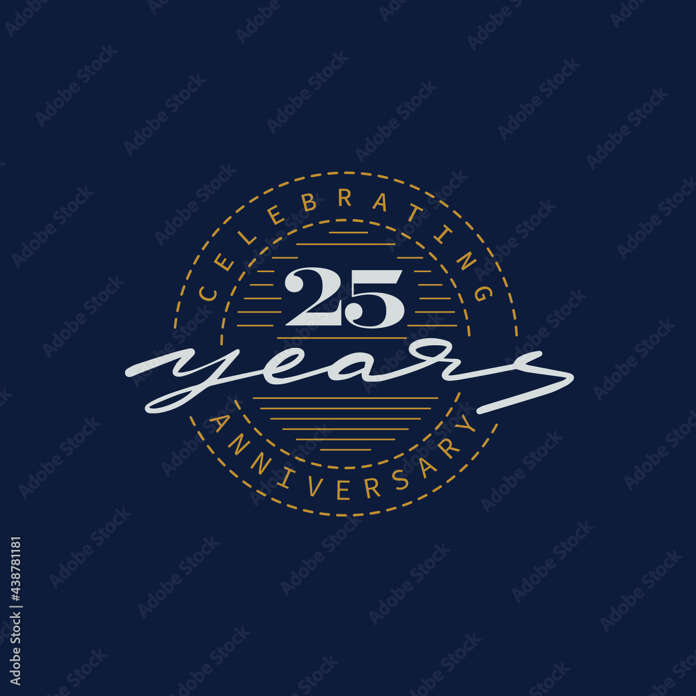 Fototapeta premium 25 years anniversary pictogram vector icon, 25th year birthday logo label.