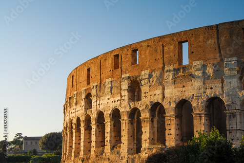 Italy, Rome, panoramic view of the Colosseum in the late afternoon