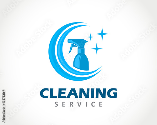 circle solution bottle cleaner logo symbol design illustration