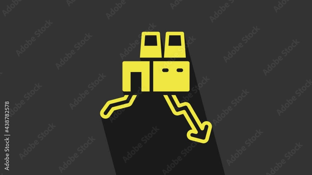 Yellow Shutdown of factory icon isolated on grey background. Industrial building. 4K Video motion graphic animation Yellow Shutdown of factory icon isolated on grey background. Industrial building. 4K Video motion graphic animation