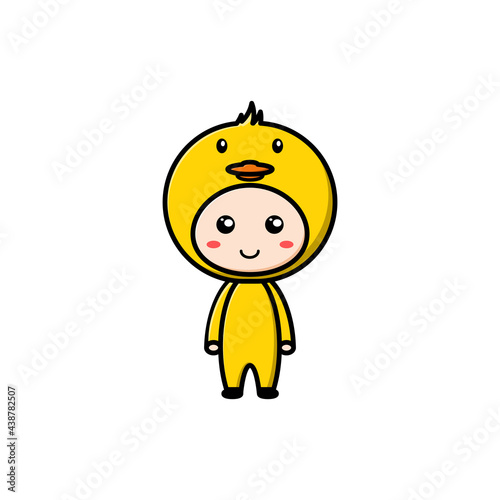 boy character wearing duck costume on white background