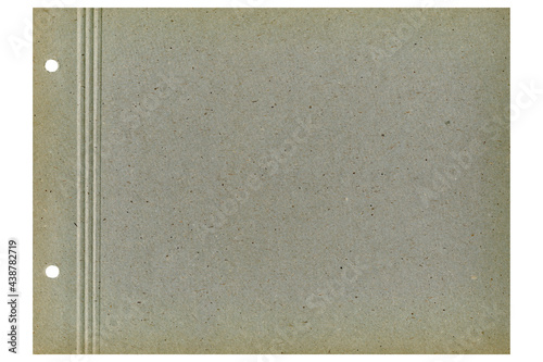 Blank sheet of old photo album isolated on white background