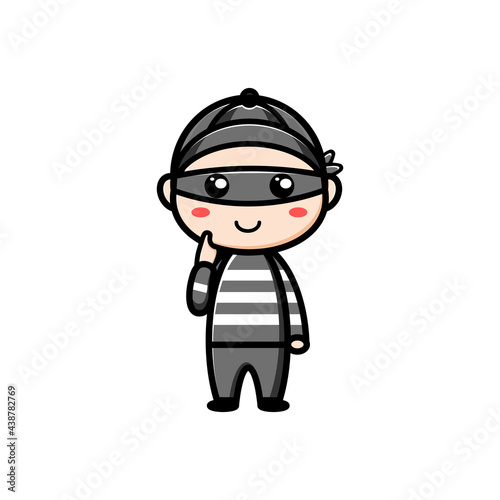 cute thief character on white background © Devin