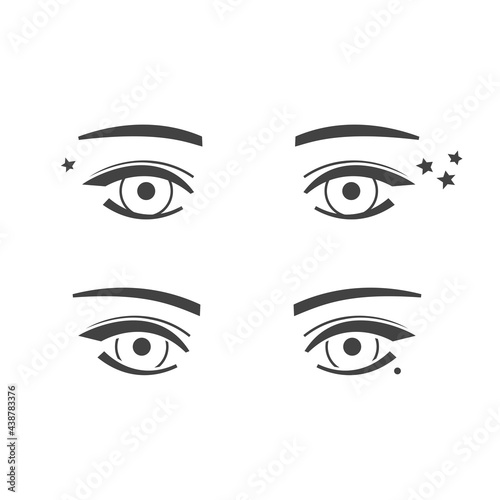 Set of icons of female eyes, vector