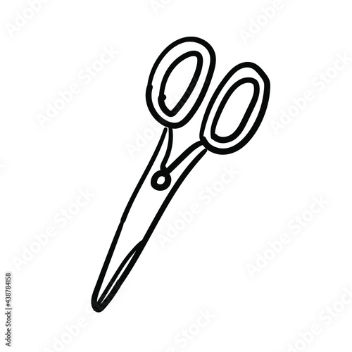 Scissors Line Icons vector design black. Hand-drawn scissors. Simple vector icon. Cartoon scissors line icon. Drawing scissors, vector sketch.
