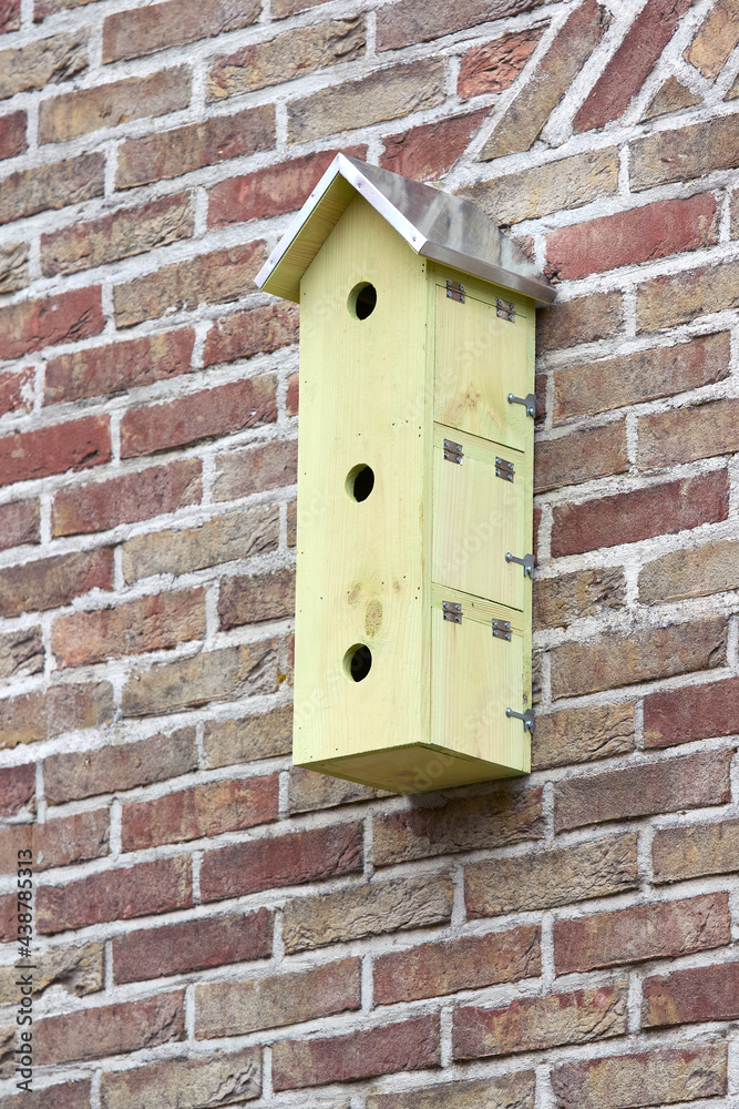 Wooden bird house for tree sparrow