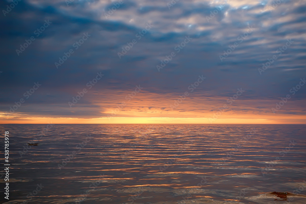 abstract sunset on the lake, landscape water and sky, blurred view freedom nature concept