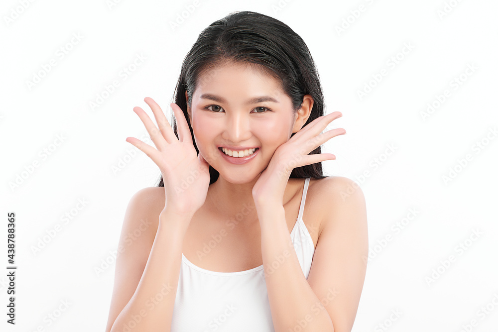 Beautiful young asian woman with clean fresh skin on white background, Face care, Facial treatment, Cosmetology, beauty and spa, Asian women portrait. Beautiful young asian woman with clean fresh skin on white background, Face care, Facial treatment, Cosmetology, beauty and spa, Asian women portrait.