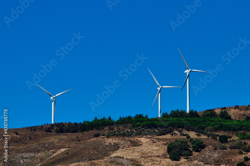 Obraz na płótnie Wind turbines on the Greek island of Crete w salonie