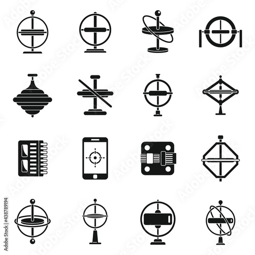 Gyroscope tool icons set, simple style