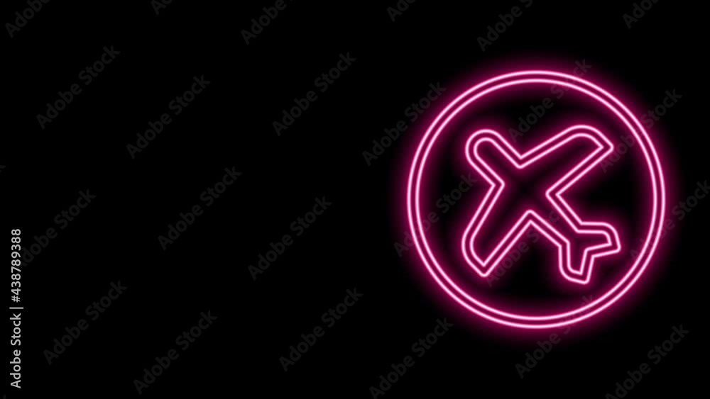 Glowing neon line Plane icon isolated on black background. Flying airplane icon. Airliner sign. 4K Video motion graphic animation Glowing neon line Plane icon isolated on black background. Flying airplane icon. Airliner sign. 4K Video motion graphic animation