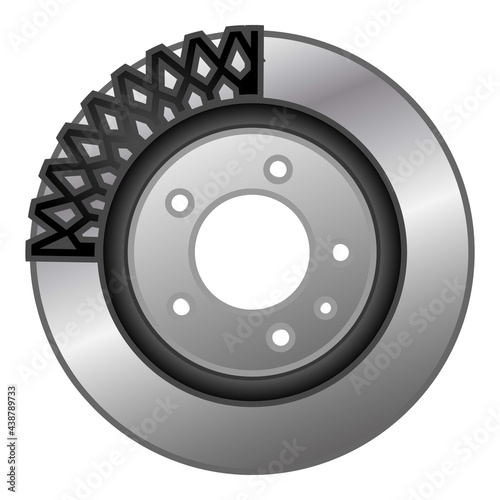 Car brake disc component icon, cartoon style