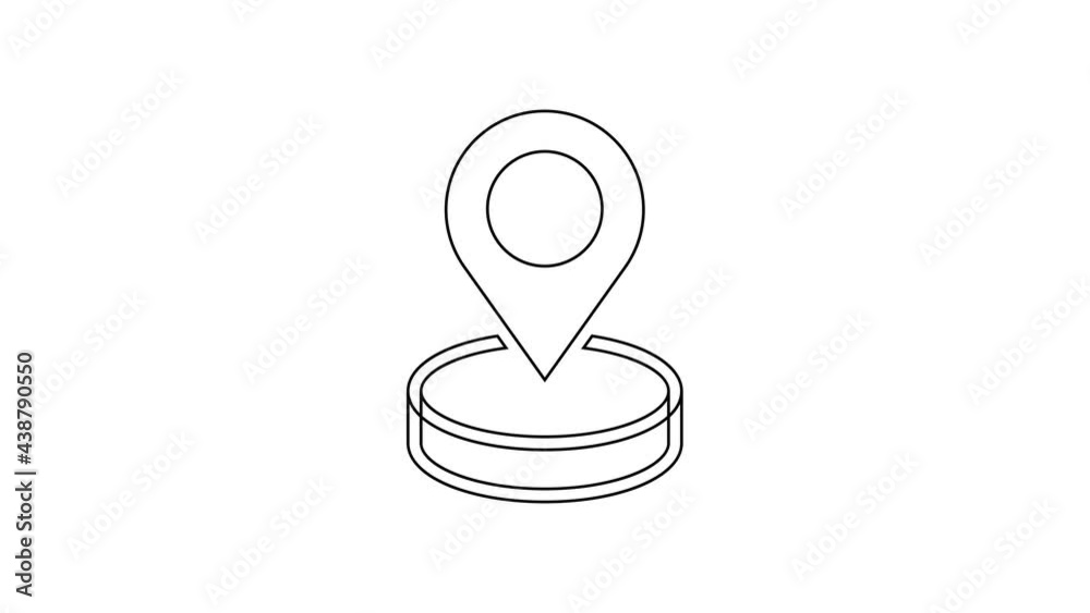 Black line Map pin icon isolated on white background. Navigation, pointer, location, map, gps, direction, place, compass, search concept. 4K Video motion graphic animation Black line Map pin icon isolated on white background. Navigation, pointer, location, map, gps, direction, place, compass, search concept. 4K Video motion graphic animation