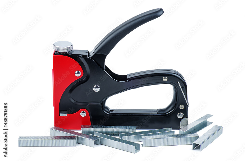 Staple gun and staples wire sisolated on white background Staple gun and staples wire sisolated on white background
