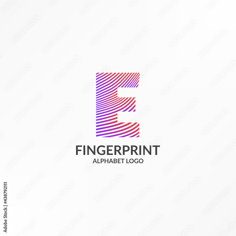 Obraz premium letter E abstract wave gradient stripes fingerprint vector logo design