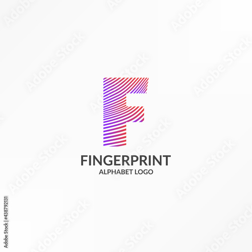 letter F abstract wave gradient stripes fingerprint vector logo design