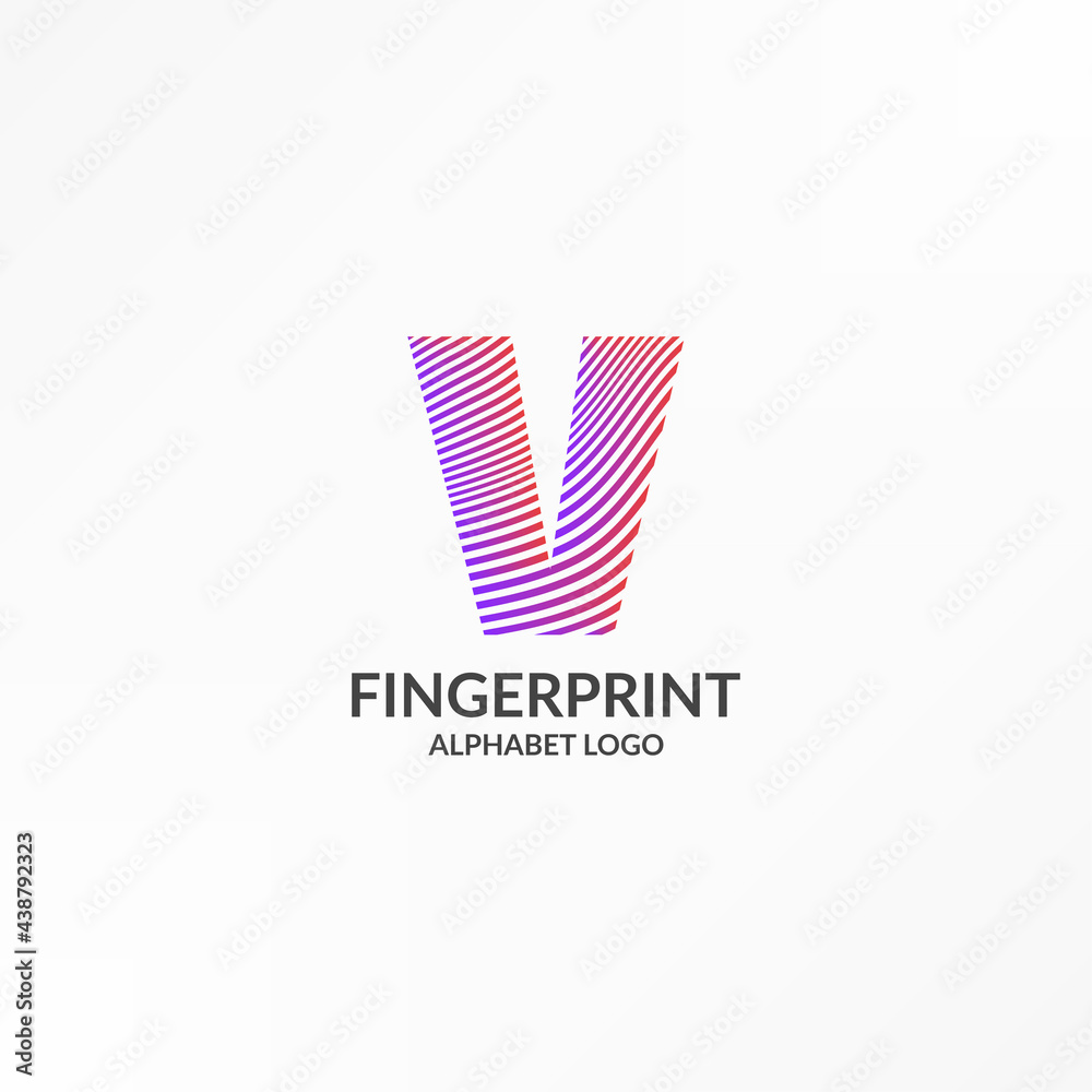 Fototapeta premium letter V abstract wave gradient stripes fingerprint vector logo design