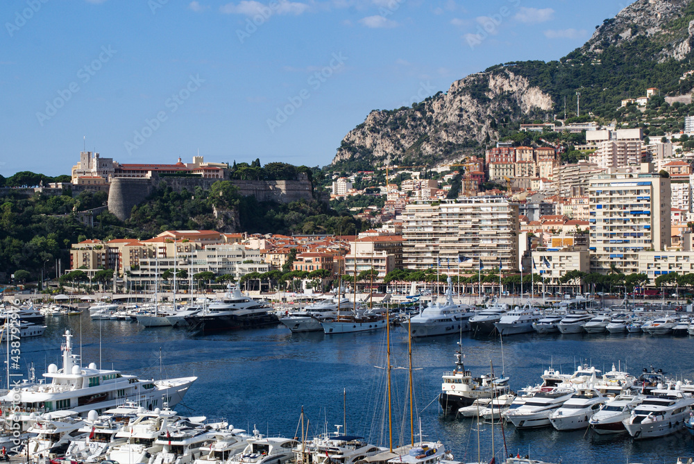 Monaco bay with yachts and views of the royal palace