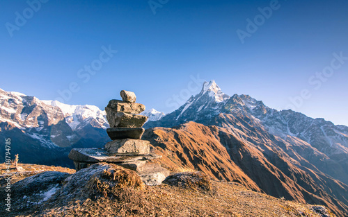 Beautiful landscape view of Mount Machhapuchhre, Nepal. photo