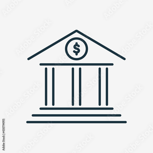 Government Bank Building Line Icon. Financial Public Business Center Linear Icon. Editable stroke. Vector illustration