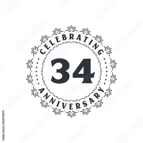 34 anniversary celebration  Greetings card for 34 years anniversary