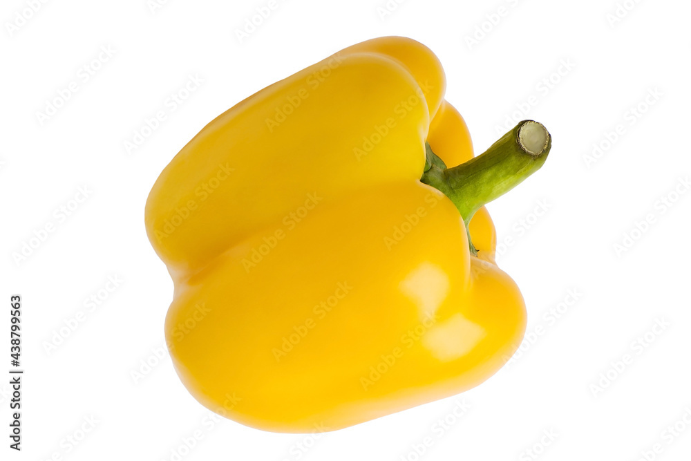 Isolated pepper. One yellow bell pepper isolated on white background