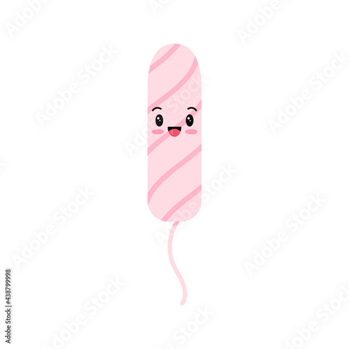 Cute emoji tampon women sanitary hygienic vector icon. Flat design cartoon kawaii style illustration of feminine intimate hygiene products.