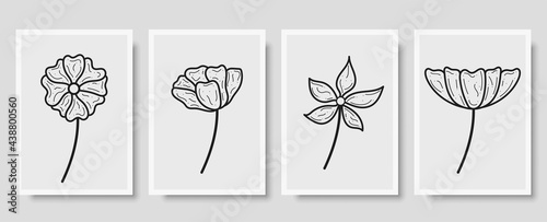 Botanical wall art vector set. Floral and Foliage line art drawing with abstract shape. Abstract Plant Art design for print, cover, wallpaper, Minimal and natural wall art. Vector illustration.