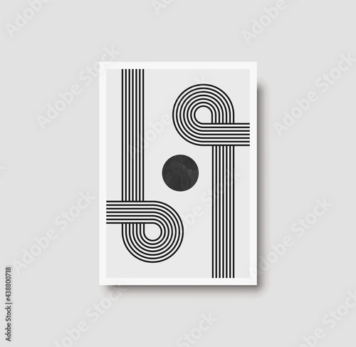 Abstract creative minimalist artistic geometric composition ideal for wall decoration, as postcard or brochure design, vector illustration. Geometric wall art print and decoration