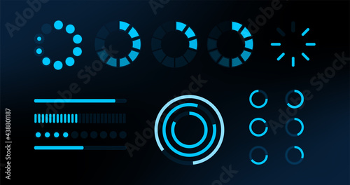 Loading hud elements. Futuristic template. Vector design