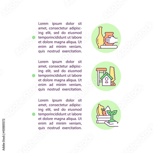 Niche manufacturers concept line icons with text. PPT page vector template with copy space. Brochure, magazine, newsletter design element. Farming community linear illustrations on white