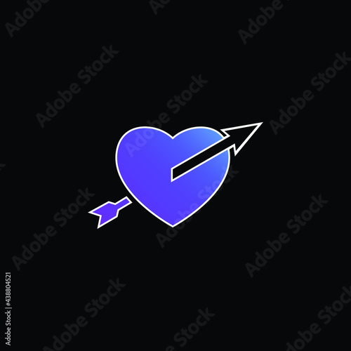 Arrow Straight To The Heart blue gradient vector icon