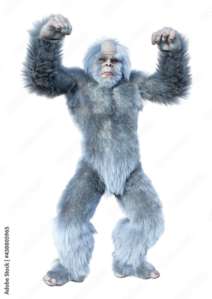 3D Rendering Yeti on White 3D Rendering Yeti on White