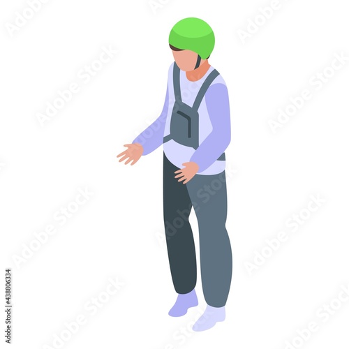 Man in parachute gear icon. Isometric of Man in parachute gear vector icon for web design isolated on white background